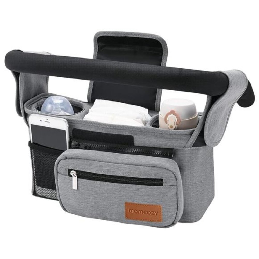 Universal Stroller Organizer w Insulated Cup Holder Phone Bag & Shoulder Strap
